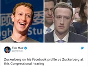 Rozdíl mezi Zuckerbergovým profilovým obrázkem na Facebooku a jeho výrazem v...