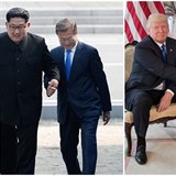 Kim ong-un a Mun e-in psob jako sta ptel. Od Trumpa s Macronem jsou k...