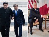 Kim ong-un a Mun e-in psobí jako staí pátelé. Od Trumpa s Macronem jsou k...