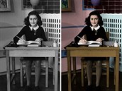 Kolorizovaná fotografie Anny Frankové, známé idovské dívky, která si bhem...