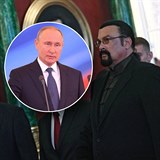 Steven Seagal se svou enou na inauguraci prezidenta Vladimira Putina.