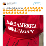 Minul tden se Kanye West pochlubil podepsanou kiltovkou od Donalda Trumpa.