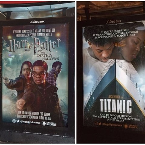 Velkou Británii zaplavily podivné plakáty slavných filmů s herci tmavé pleti.