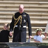 Princ George s rodiči na svatbě prince Harryho a Meghan Markle.