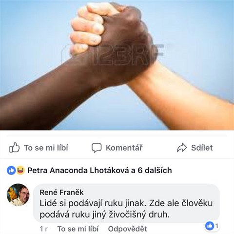 Ren Frank se na Facebooku rasisticky vyjadoval u v minulosti.