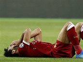 Mohamed Salah finále Ligy mistr nedohrál.