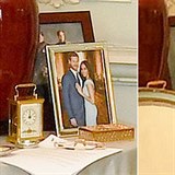 Před a po: Na snímku vlevo zarámovaná fotografie prince Harryho s Meghan Markle...