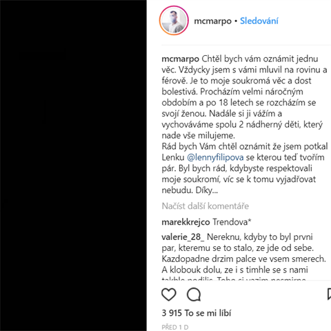 Raper Marpo ozn�mil rozchod se svoj� man�elkou. A rovnou p�iznal novou p��telkyni!