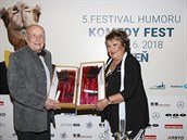 Stanislav Zindulka a Jiina Bohdalová na 5. roníku Festivalu humoru Komedy...