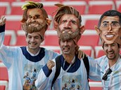 Argentintí fanouci ped zápasem s Islandem.