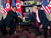 Trump s Kimem se za ruku chytli nkolikrát.