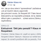 Vclav Klaus ml. bere rozsudek jako soudn potvrzen toho, e Respekt  fake...