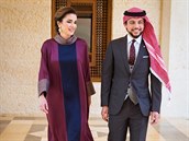 Královna Rania a následník trnu princ Hussein.