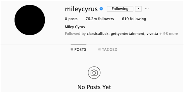 Miley odstranila vechny fotky