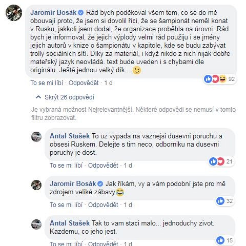 Bosk vyhrouje svm kritikm, e je ztrapn ve sv knize. Vysmv se jim, e dlaj pravopisn chyby. On je ale dl tak!