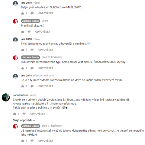 Jaromr Bosk pokrauje v uren svch kritik i na YouTube.