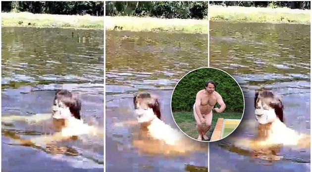 Zdeněk Macura se rozhodl, že se téměř nahý vykoupe v bazénu. To by ještě šlo....
