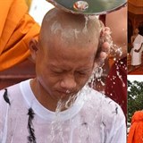 Chlapci vznn v jeskyni byli vysvceni na novice bhem buddhistickho obadu.