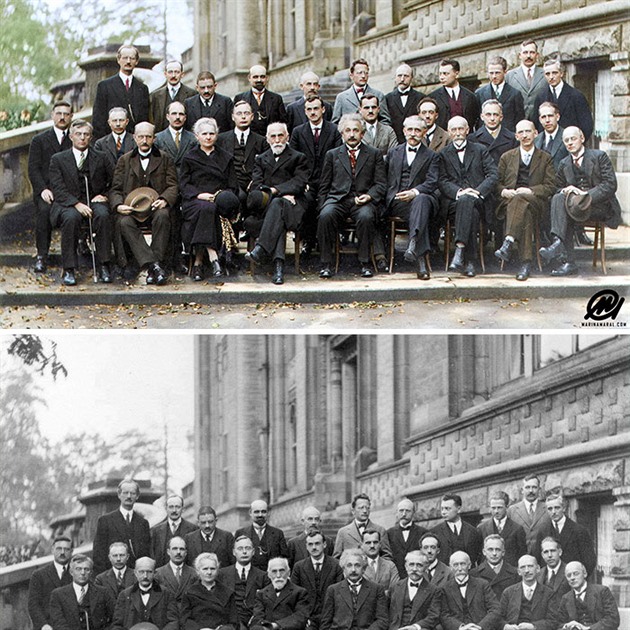 Úastníci 5. konference o kvantová mechanice v Solvay. Tomuto snímku se...
