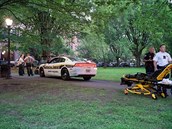 Policie zasahuje v parku New Haven Green.