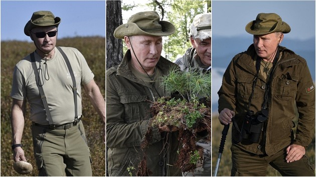 Dobrodruh Vladimir Putin na Sibiři houbaří a pozoruje divokou zvěř.