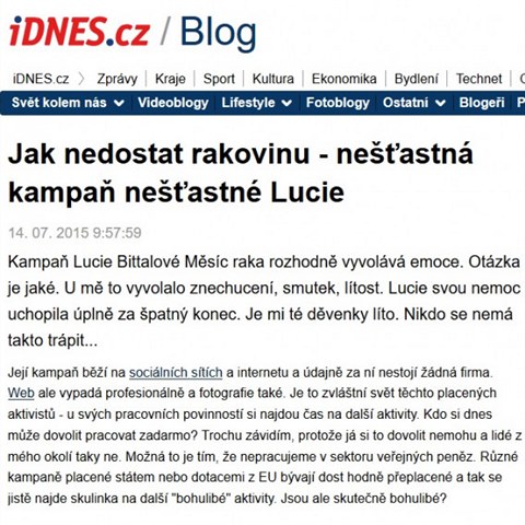 Zakladatelka Natvanch en Eva Hrindov se pustila do nemocn Lucie, kter o...