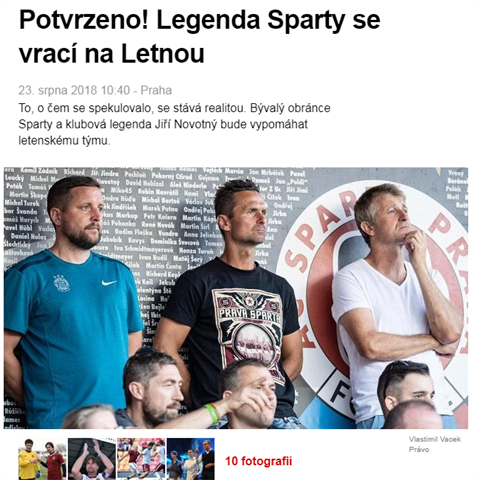 lnek na serveru Sport.cz. Podle fotky se Novotn nijak nezdrh brt si...