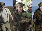 Dobrodruh Vladimir Putin na Sibii houbaí a pozoruje divokou zv.