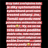 Kateřina Kristelová vyhrožuje na Instagramu.