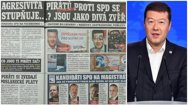 Předvolební listy SPD „Na vlastní oči“ si vzali na paškál Pirátskou stranu....