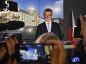 Premiér Andrej Babi okomentoval 14. listopadu 2018 v Praze na tiskové...