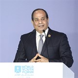 Egyptský prezident Abdel Fattah al-Sisi promluvil na Světovém fóru mládeže k...