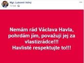 Lubomír Volný se dost drsn pustil do bývalého eského prezidenta Václava...