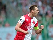 Kapitán Slavie Milan koda slaví gól proti Mladé Boleslavi.