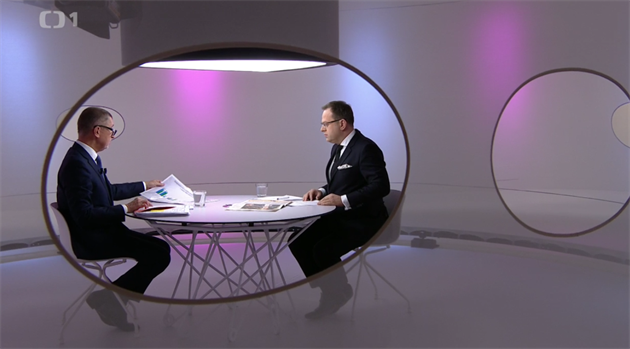 Václav Moravec a Andrej Babiš v televizní debatě OVM.