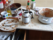 Otesn vypadala i kuchy. Podle aktivist se neumyté nádobí vude válelo...