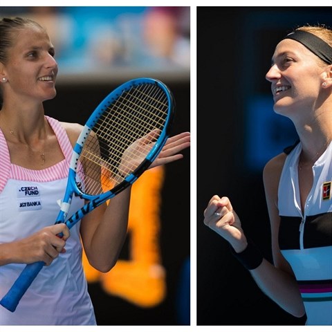 esk tenistky Karolna Plkov i Petra Kvitov na Australian Open z. Stle...