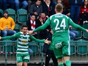 Bohemians se radují z gólu proti Slavii. Jene branka byla nakonec odvolána...