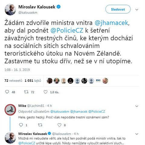 Miroslav Kalousek je zhnusen z toho, e nkte nainci schvaluj teror na...