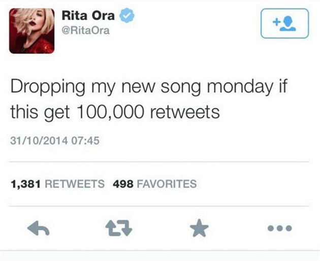 Rita prý daný píspvek na Twitter nenapsala