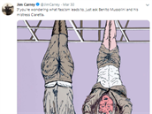 Jim Carrey se pochlubil malbou Benita Mussoliniho a jeho milenky. Pokud chcete...
