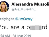 Jsi bastard, vzkázala Carreymu zhrzená Mussoliniho vnuka.
