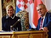 Milo Zeman s chorvatskou prezidentkou Kolindou Grabarovou Kitaroviovou