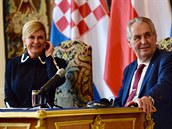 Milo Zeman s chorvatskou prezidentkou Kolindou Grabarovou Kitaroviovou