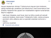 Turecký klub Alanyaspor informoval o smrti Josefa urala.