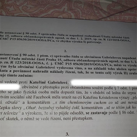 S dopisem se pochlubila sama Kateina Gregorov.