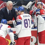Miloš Říha ukazuje českým hokejistům, co po nich na ledě chce.