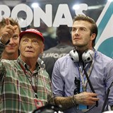Niki Lauda s Davidem Beckhamem.