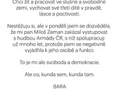 Bára Basiková a její otevený dopis