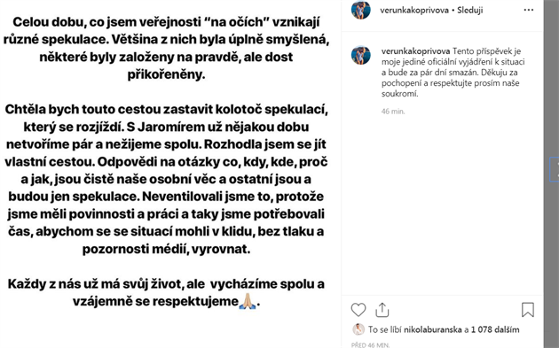 Veronika popisuje celou situaci po svm.